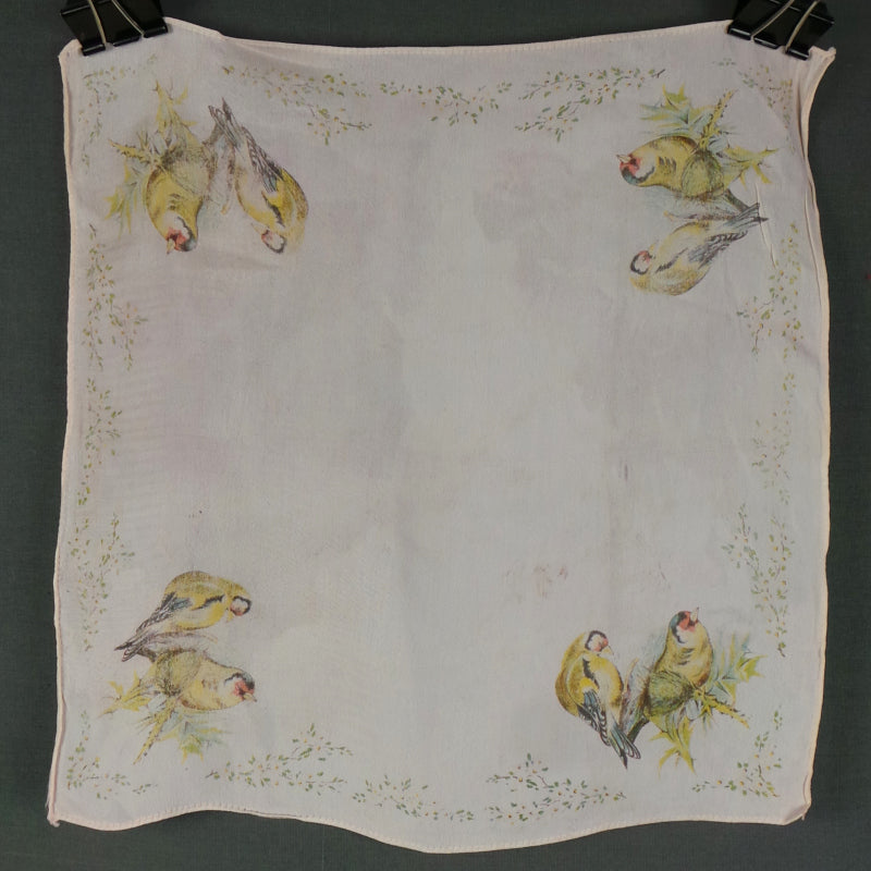 1940s Cream Birds Pocket Square