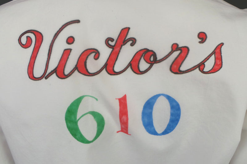 1950s White Customised Bowling Shirt, 'Victors 610', 40in Bust