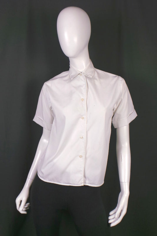 1950s White Customised Bowling Shirt, 'Victors 610', 40in Bust