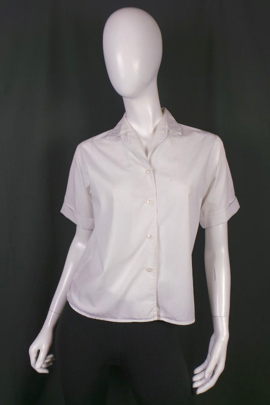 1950s White Customised Bowling Shirt, 'Victors 610', 40in Bust