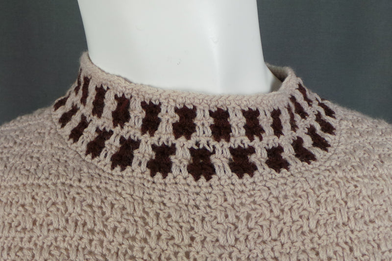 1960s Camel Knitted Drop Waist Jumper Dress | M