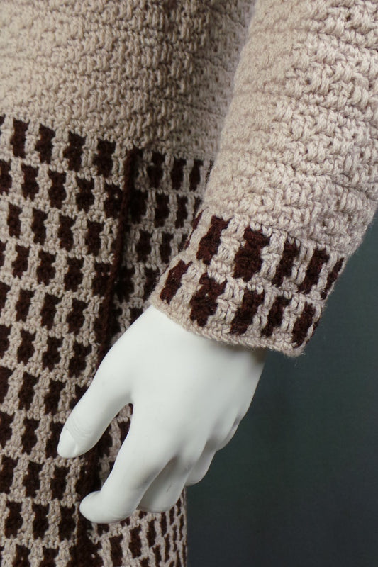 1960s Camel Knitted Drop Waist Jumper Dress | M