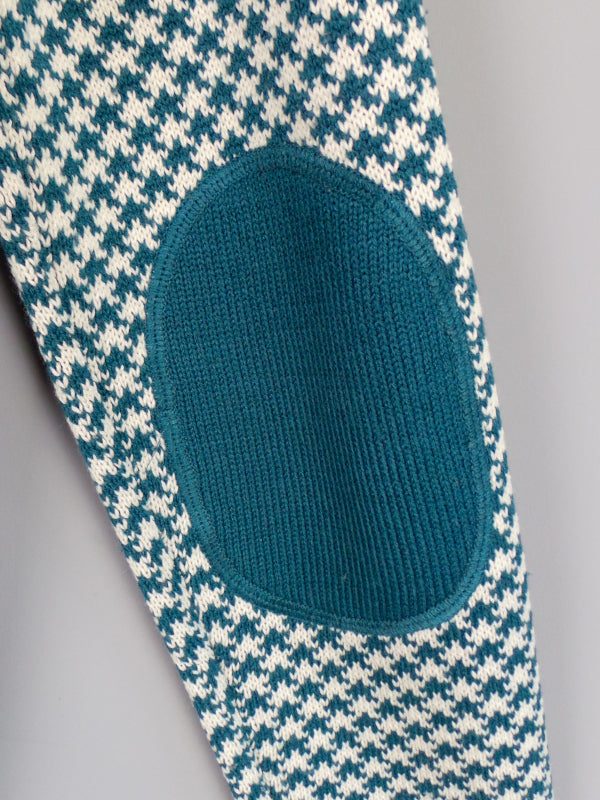 1970s Teal Dogtooth Elbow Patch Jumper | L
