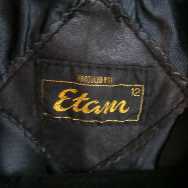 1980s Black Leather Biker Waistcoat | Etam | M