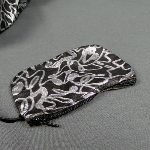 1980s Silver and Black Leather Pouch Bag