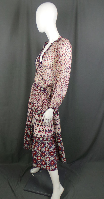 1970s Phool Red and Purple Indian Cotton Co-Ord | XS