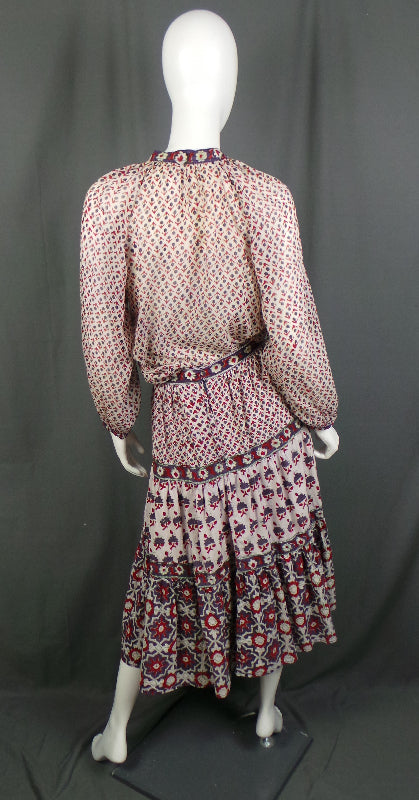 1970s Phool Red and Purple Indian Cotton Co-Ord | XS