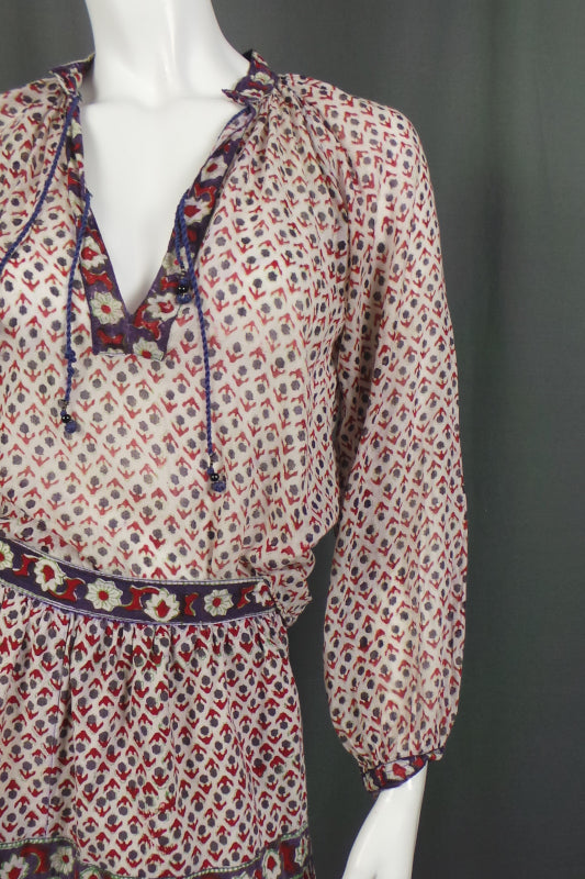 1970s Phool Red and Purple Indian Cotton Co-Ord | XS