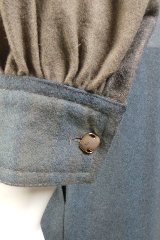 1980s Slate Blue and Camel Wool Dress | Jersey Masters | L