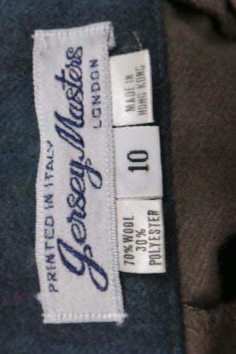 1980s Slate Blue and Camel Wool Dress | Jersey Masters | L