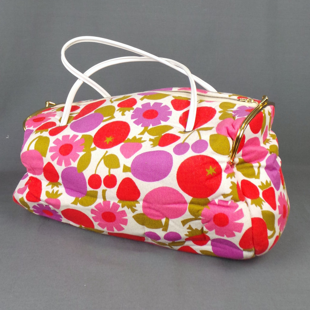 1960 Fruits and Flowers Weekender Vintage Duffle Bag