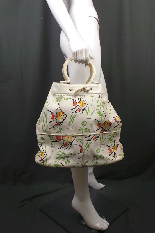 1950s White Tropical Fish Beach Bag
