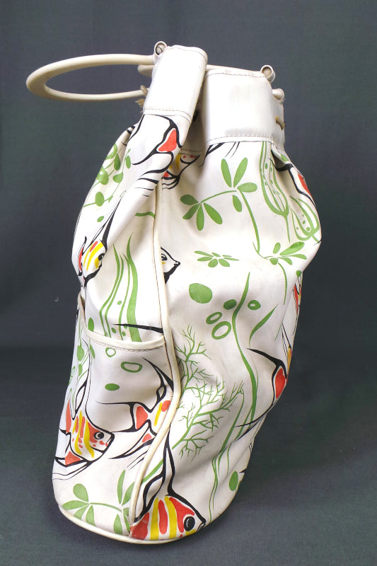 1950s White Tropical Fish Beach Bag