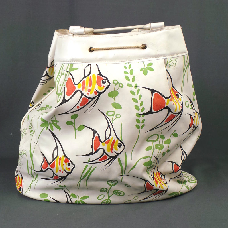 1950s White Tropical Fish Beach Bag