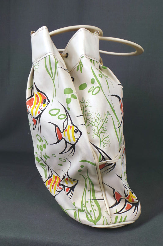 1950s White Tropical Fish Beach Bag
