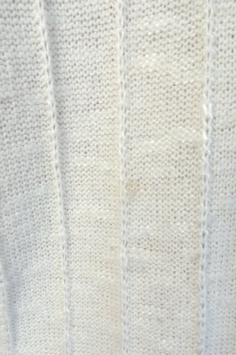 1970s Cream Striped Knit Polo Shirt | BHS | 2XL