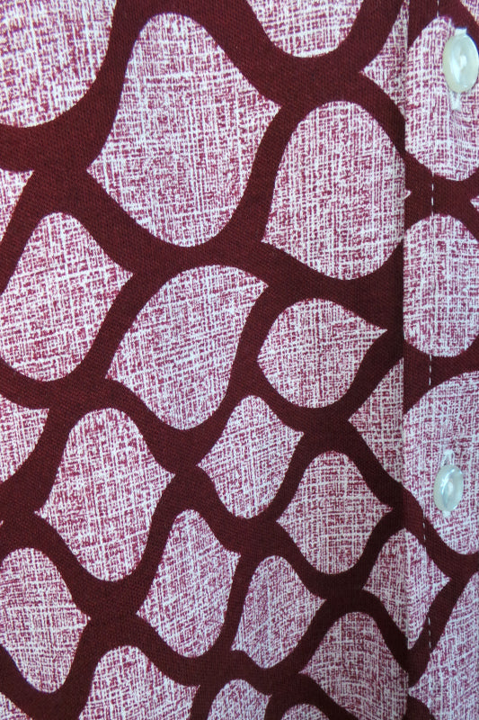 1960s Burgundy Snakeskin Style Print Beagle Ear Shirt. by John Langford, 39inChest