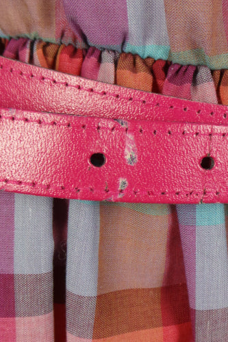 1980s Pink Checked Belted Vintage Dress | St Michael | 2XL