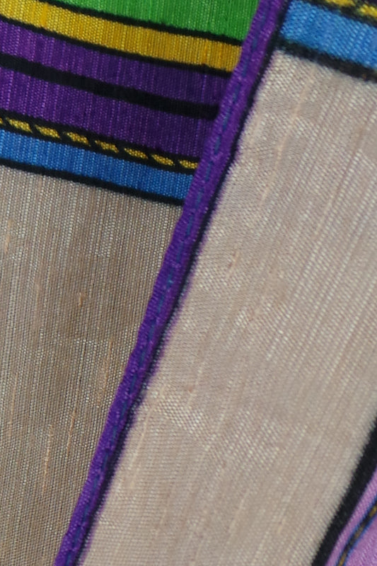 1980s Purple and Tan Buckle Print Long Scarf