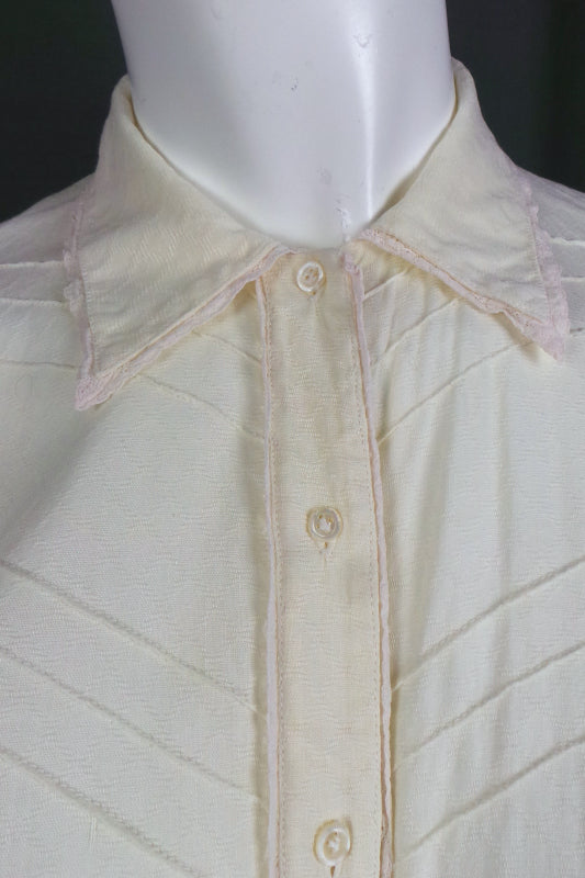 1930s Cream Cotton Long Dress | M
