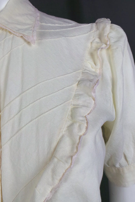 1930s Cream Cotton Long Dress | M