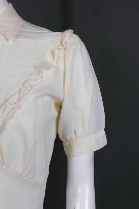 1930s Cream Cotton Long Dress | M