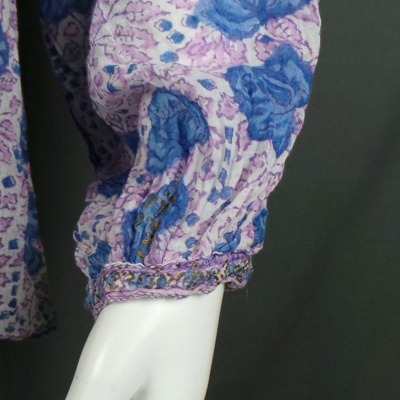 1970s Phool Purple Blue Indian Cotton Top | L