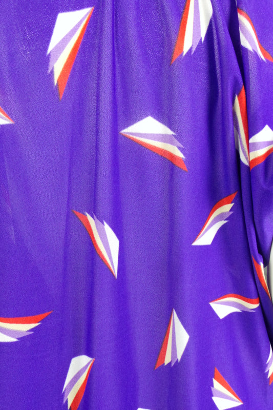 1980s Purple Deco Fan Print Kaftan | 4XL