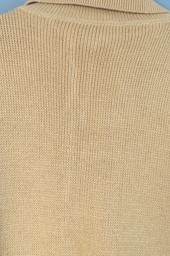 1960s Tan Zip Up Knit Cardigan | L
