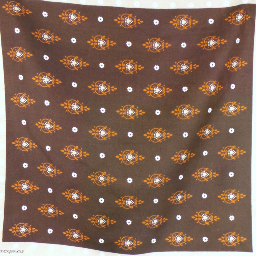 1970s Tonal Brown Swirl Print Vintage Scarf, by Jacqmar