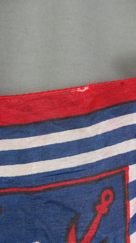 1980s Sailor Anchor Nautical Print Silk Scarf