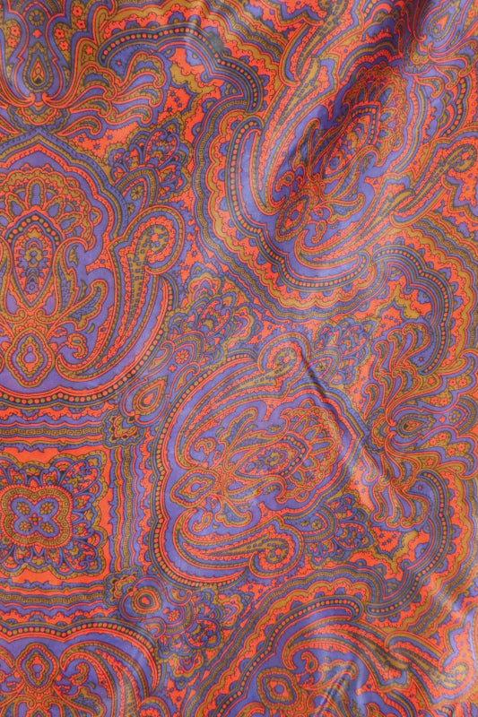 1960s Purple and Red Paisley Print Scarf | St Michael