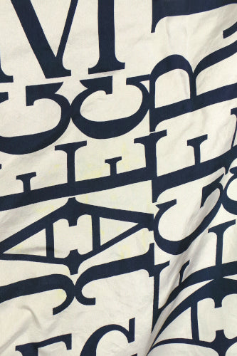 1980s White and Navy Logo Silk Scarf | Jaeger