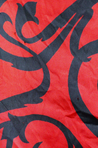 1980s Red and Black Vine Print Scarf