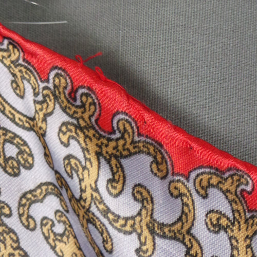 1980s Ornate Print Light Blue and Red Scarf