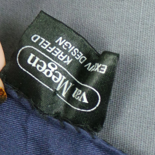 1970s Navy and Green German Crest Silk Scarf