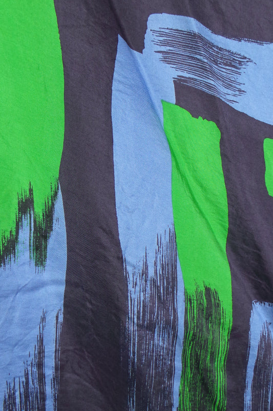 1970s Navy and Green German Crest Silk Scarf