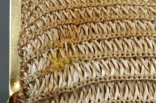 1970s Raffia Straw Frame Bag