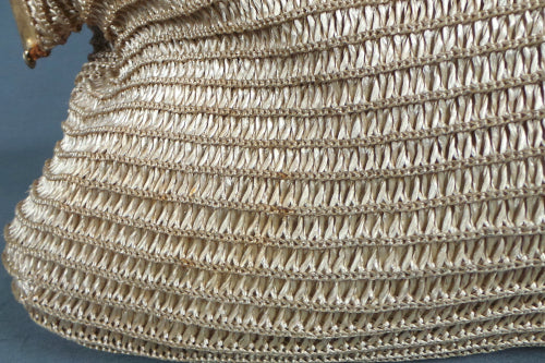 1970s Raffia Straw Frame Bag