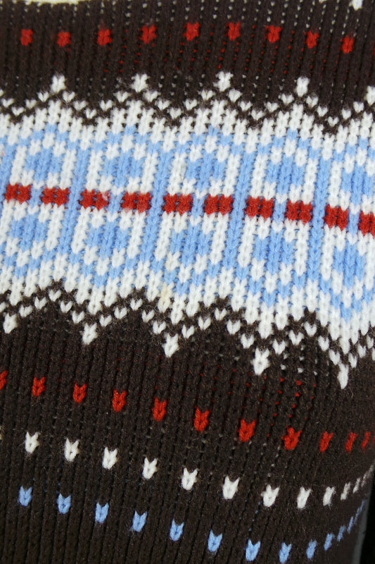 1970s Brown Cream Ski Jumper | Keltic | 2XL