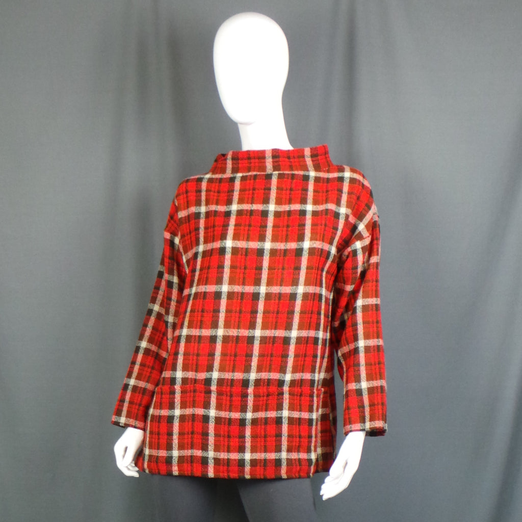 1970s Red Tartan Wool Vintage Artists Tunic | Catherine Poulson