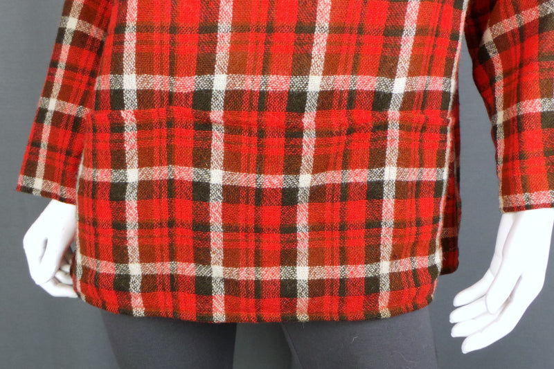 1970s Red Tartan Wool Artists Tunic | Catherine Poulson | XL