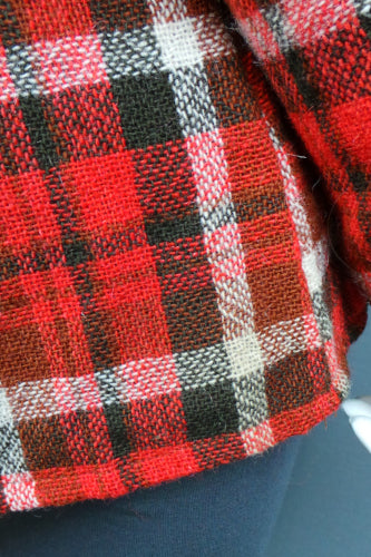 1970s Red Tartan Wool Artists Tunic | Catherine Poulson | XL