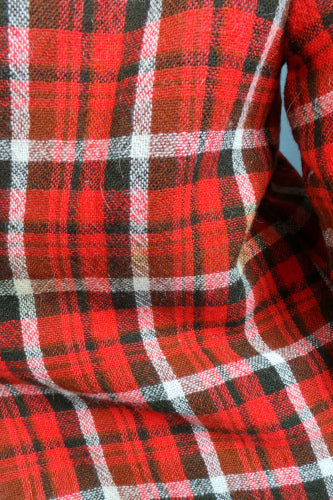 1970s Red Tartan Wool Artists Tunic | Catherine Poulson | XL