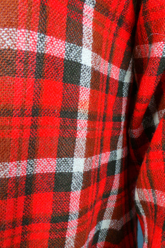 1970s Red Tartan Wool Artists Tunic | Catherine Poulson | XL