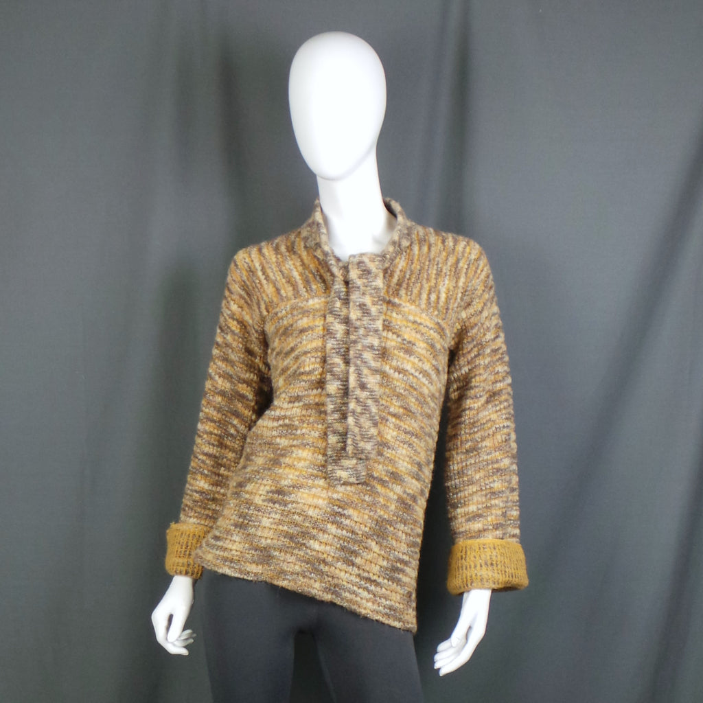 1970s Stirling Cooper Mustard Tie Neck Vintage Jumper