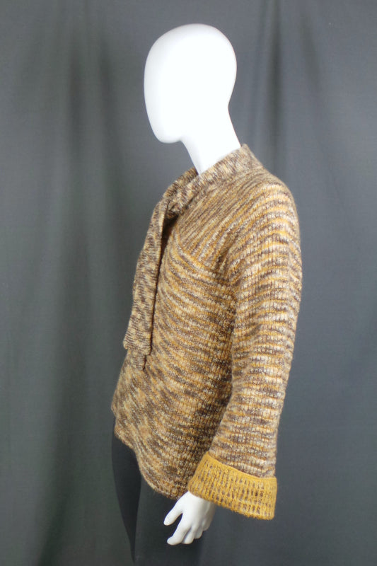 1970s Stirling Cooper Mustard Tie Neck Jumper | XL
