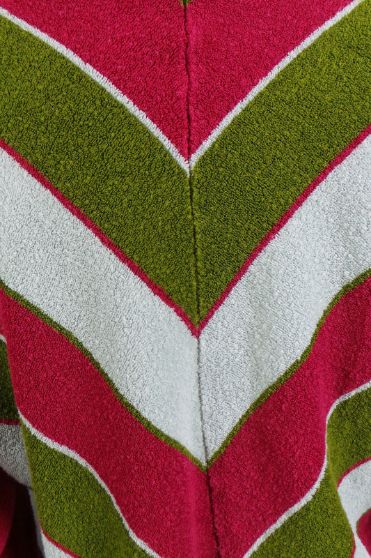 1970s Maroon Chevron Velour Sweatshirt | 2XL
