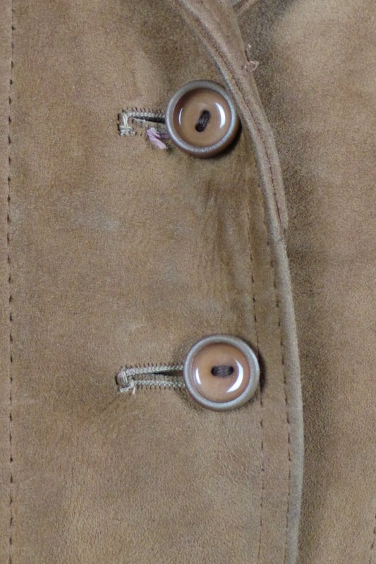 1960s Tan Suede Leather Belted Jacket | XL