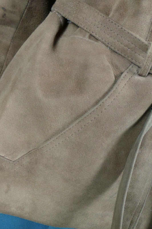 1960s Tan Suede Leather Belted Jacket | XL